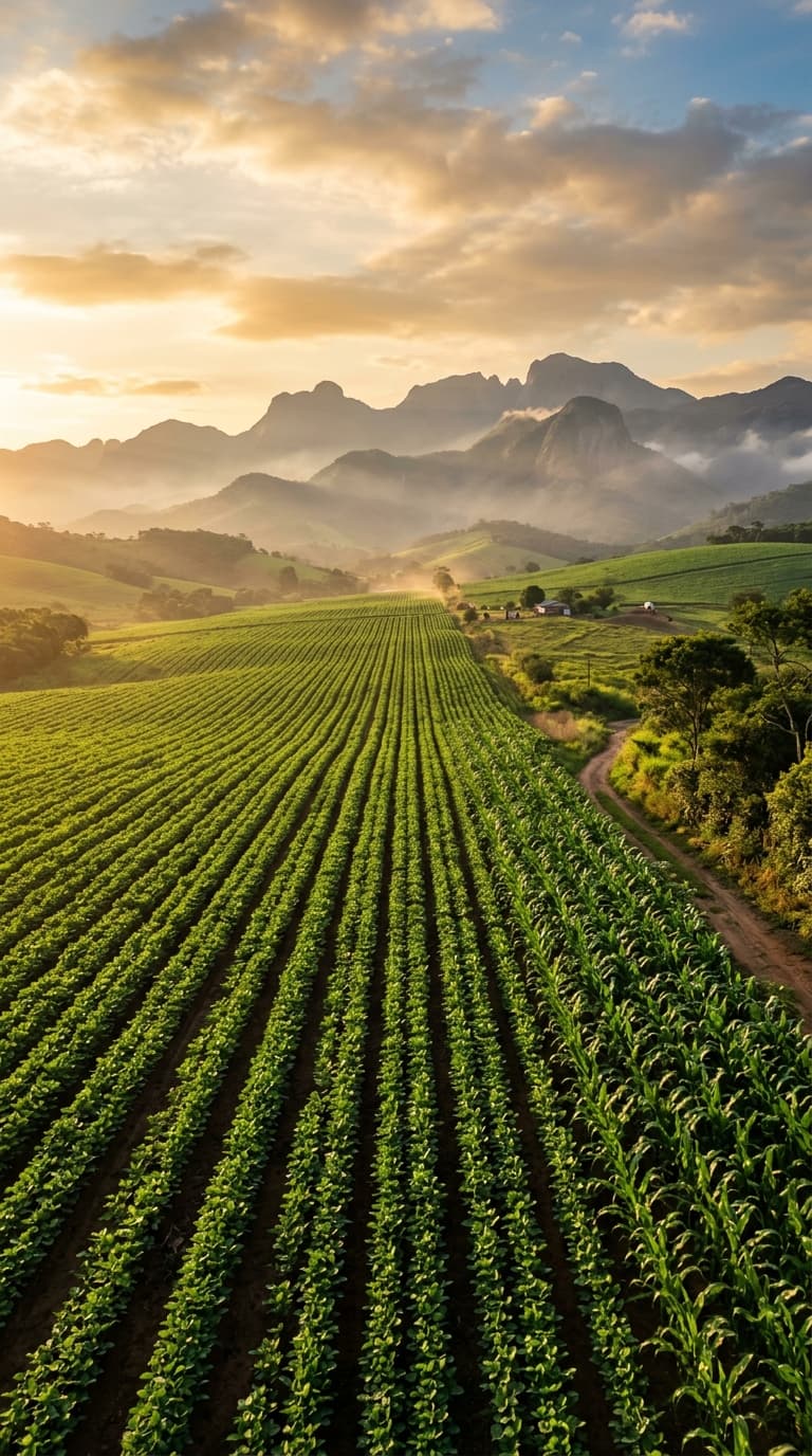 Campo agrícola com plantação